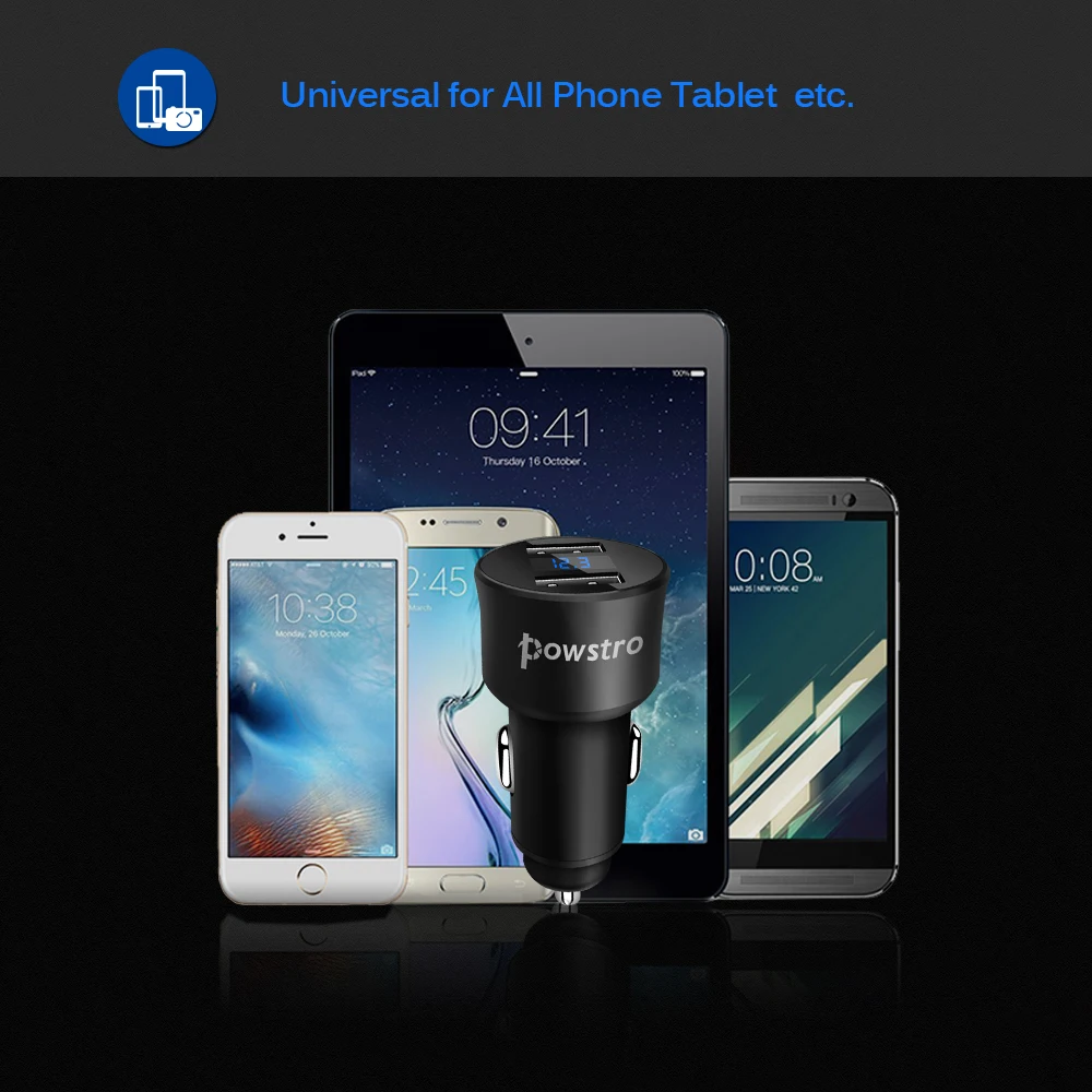 Автомобильное зарядное устройство с двумя USB портами и светодиодным