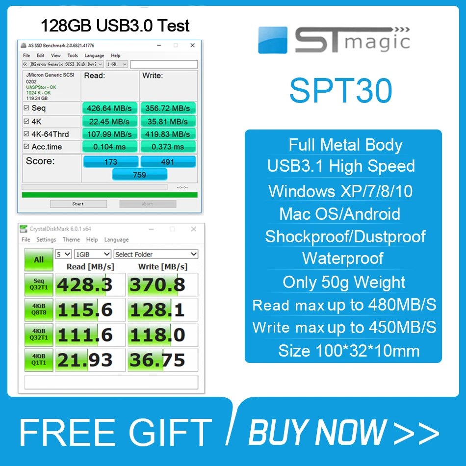 Металлический портативный SSD накопитель Stmagic Spt30 USB 3 1 128 ГБ 256 512 ТБ 2 внешний