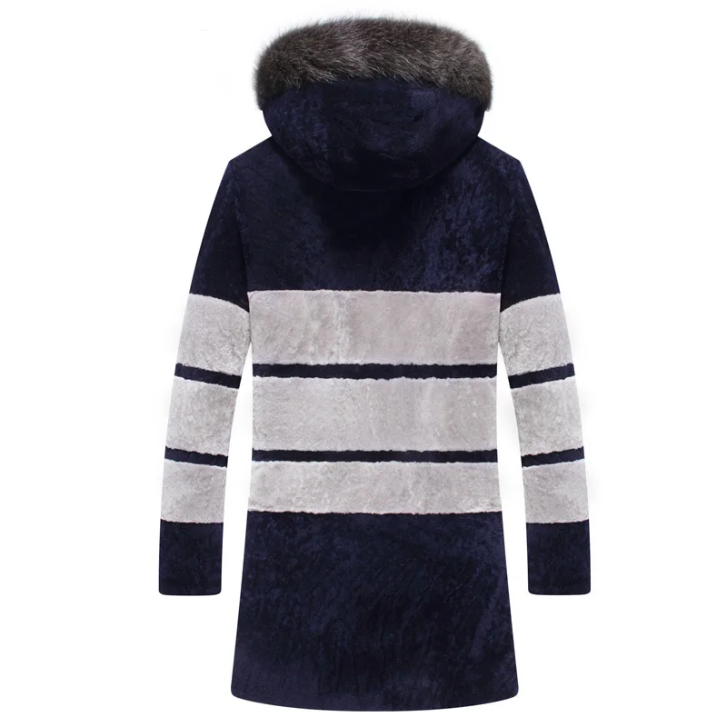 

sheepskin coat, Man's winter coat with cap, raccoon neck, luxury coat