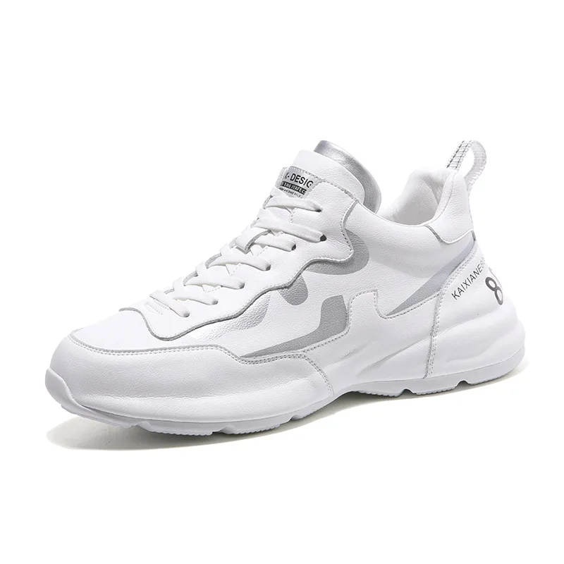 

Men's leather casual thick-soled high tide small white shoes cowhide basketball sneakers Summer breathable mesh running shoes