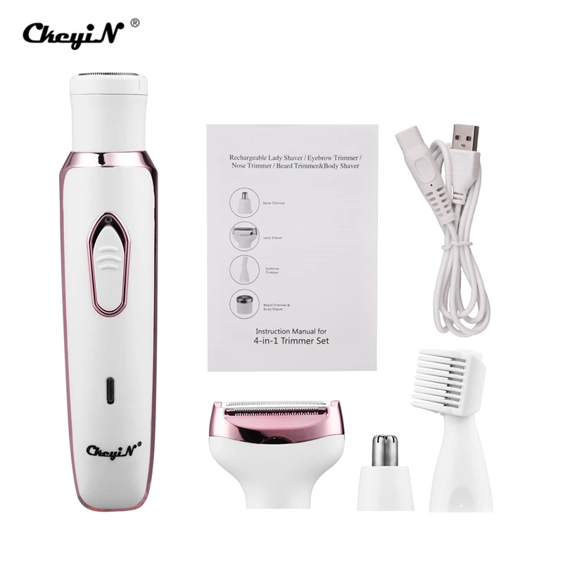 

4 In 1 Epilator & Electric Shaver With 4 Trimmers Body Facial Nose Hair Trimmer Lady Shaver Eyebrow Shaver Clipper Hair Removal