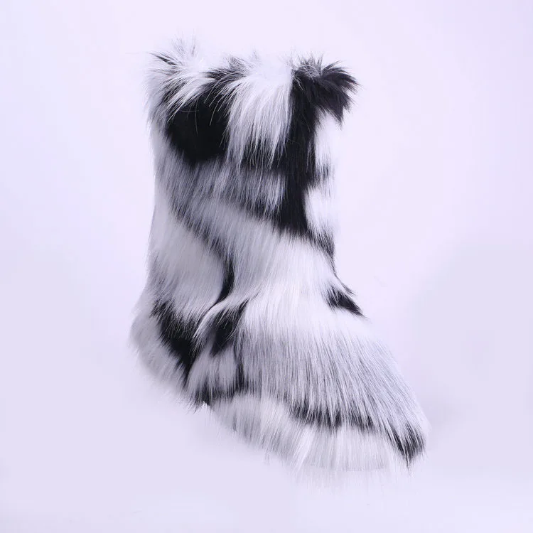 Зимние сапоги Женская теплая обувь из искусственного лисьего меха Новинка 2020