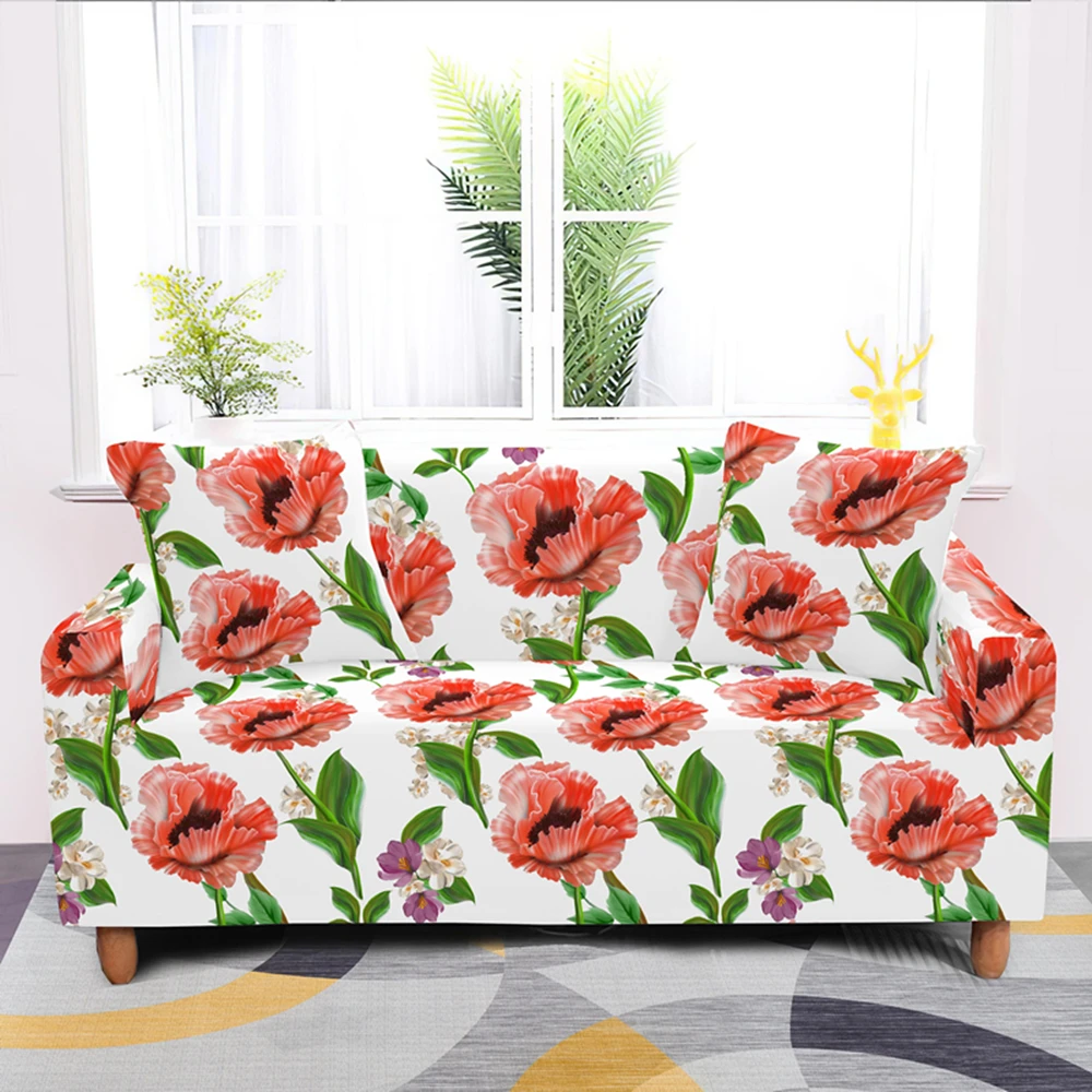 

Furniture Flower Printed Extensible Sofa Cover Non-slip Stretch Sofacovers Sectional Colorful Single/two/three/four Seats