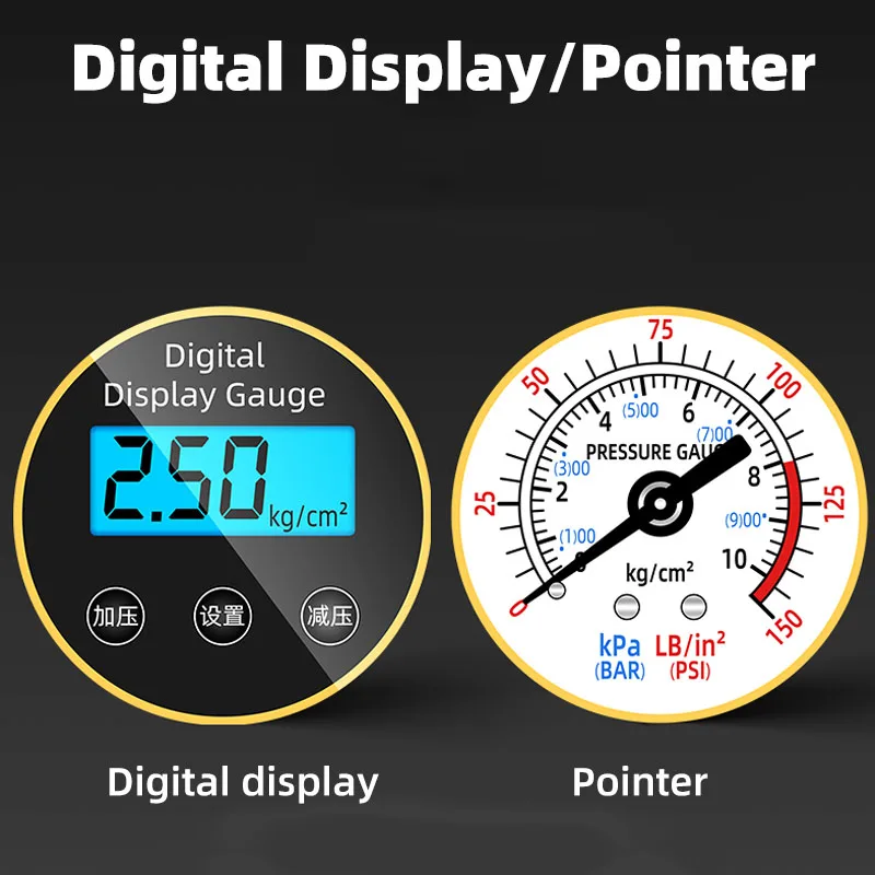 vender Compressor De Ar Portátil Para Encher Pneu De Carro, Bomba De Pneu De Carro Com Medidor De Pressão Digital, 12v Dc, Lanterna De Emergência Brilhante