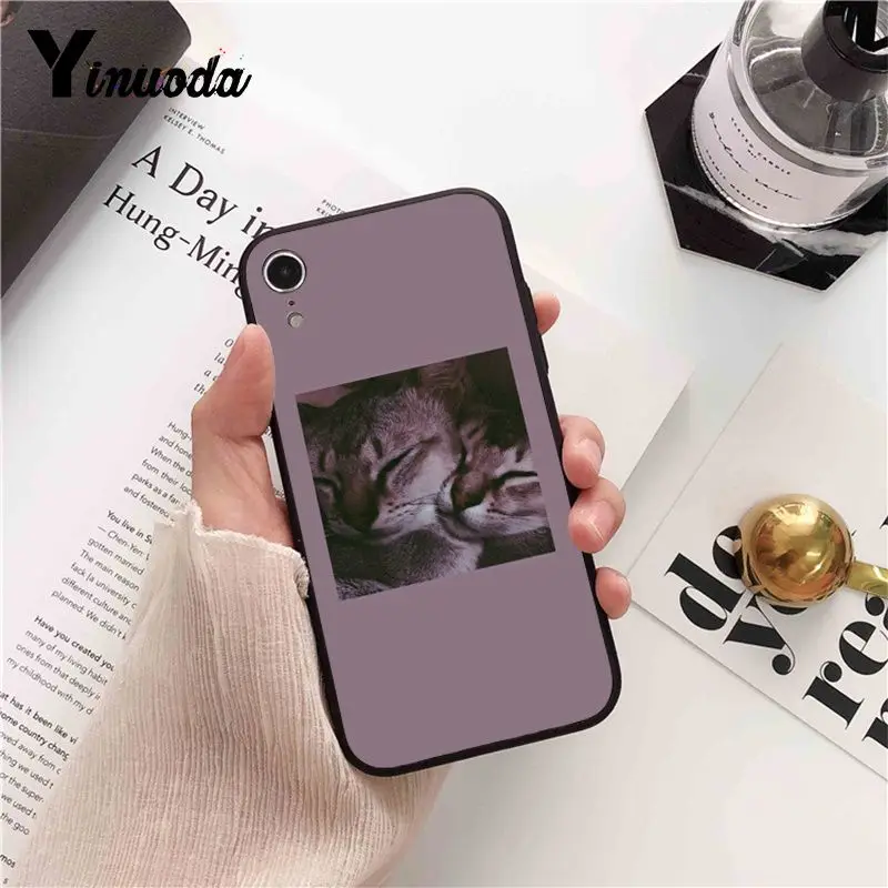 Yinuoda забавная для кошек собак настроение черный мягкий чехол телефона iPhone 11 pro XS MAX