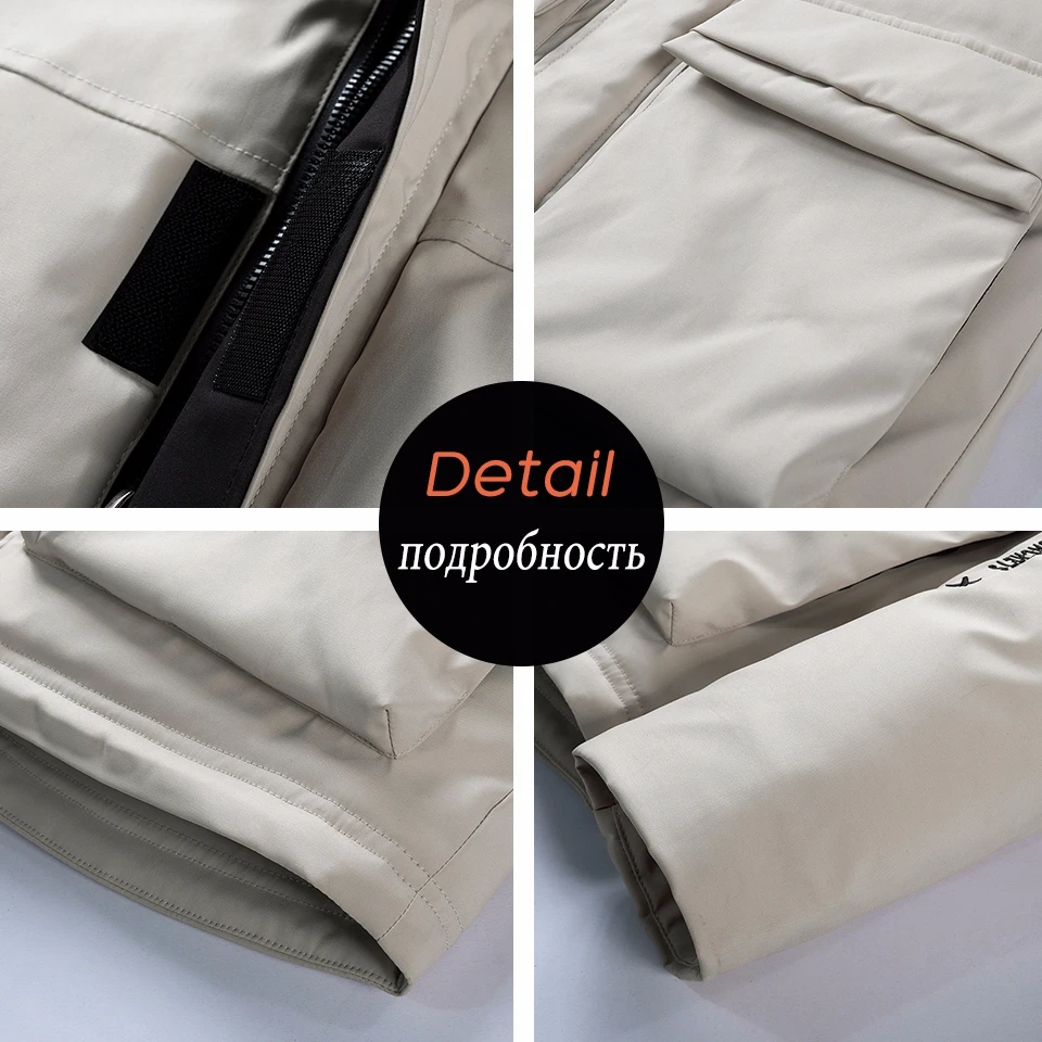 

Winter 2021 6XL Men New Casual Thick Cotton Waterproof Pockets Parkas Jacket Men Fashion Outwear Windproof Warm Parka Coat Men