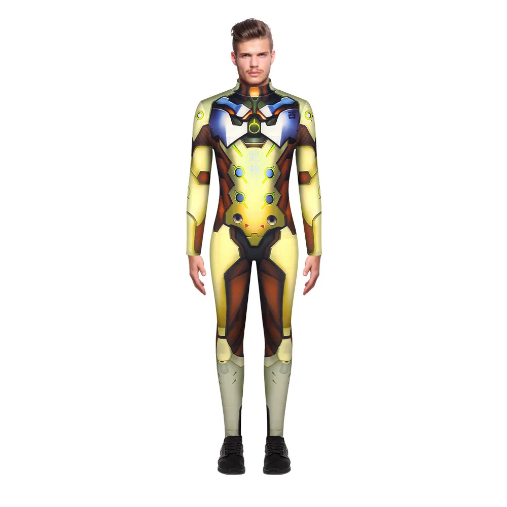 Adult Men Overwatch Cosplay Costume Suit Zentai Bodysuit Full Body Jumpsuit Halloween Party Cosplay Game Costume