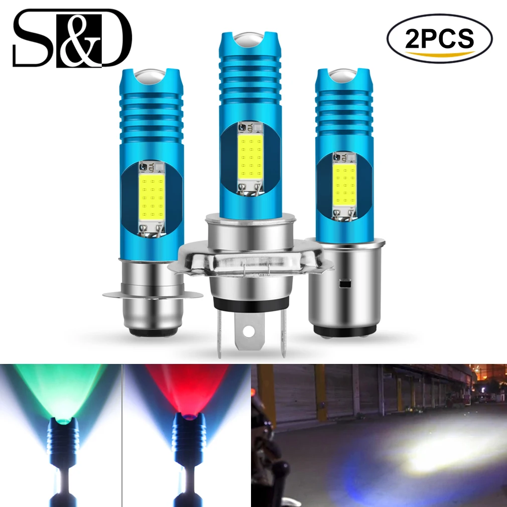 

2 шт. COB H4 Led H7 мотоциклетный Головной фонарь 80 Вт RGB изменяемый Автомобильный светодиодный P15D H6 BA20D мотоциклетный Головной фонарь DRL светильни...