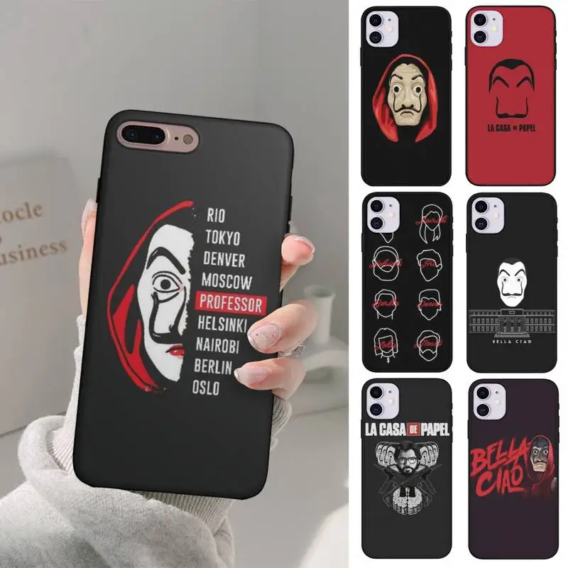 

La Casa De Papel Money Heist Phone Case For Iphone 7 8 Plus XR SE 2020 13 12 Mini 11 Pro X XS MAX Silicone Soft TPU Black Cover