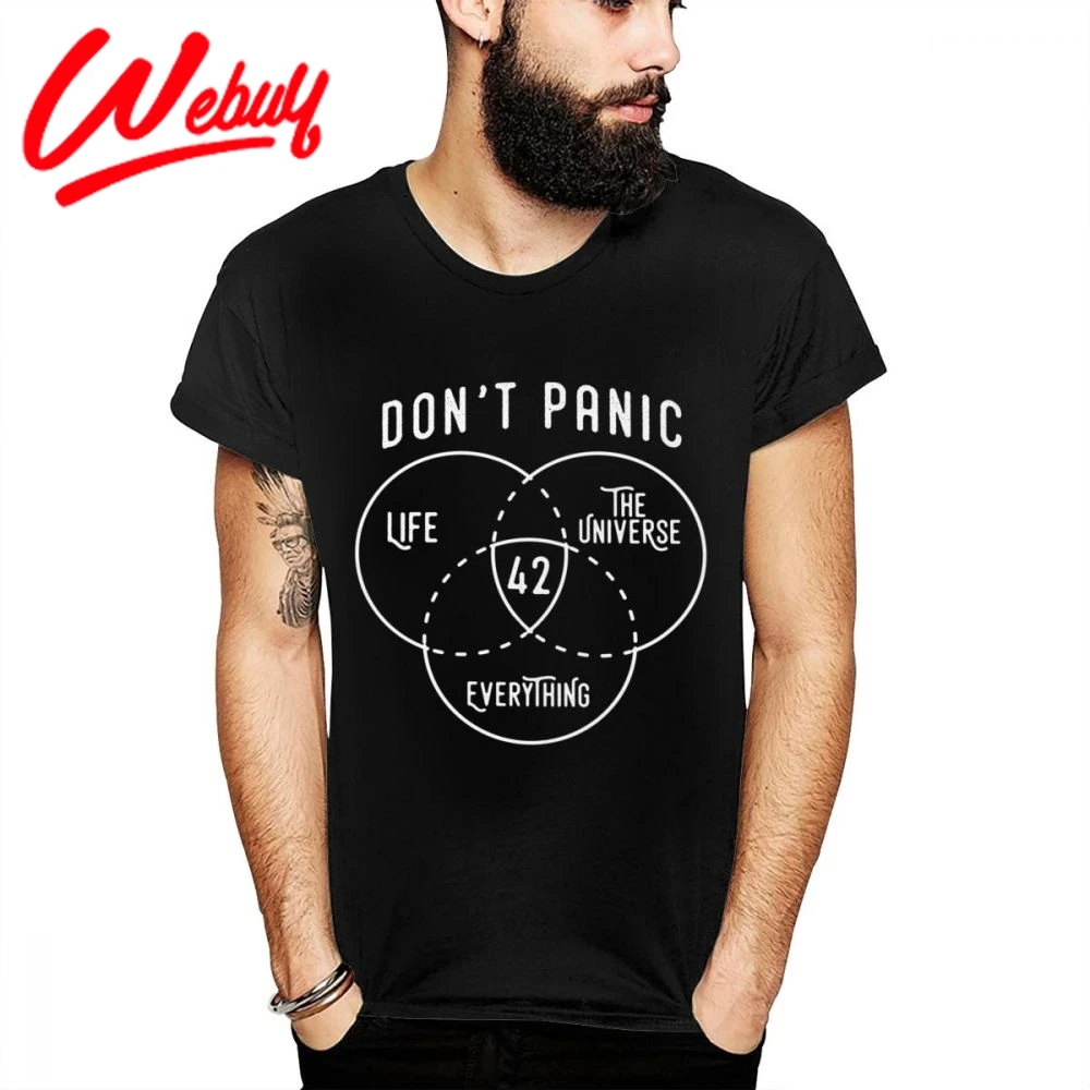 Новый дизайн стильная футболка с надписью Don't Panic научная фантастика 42