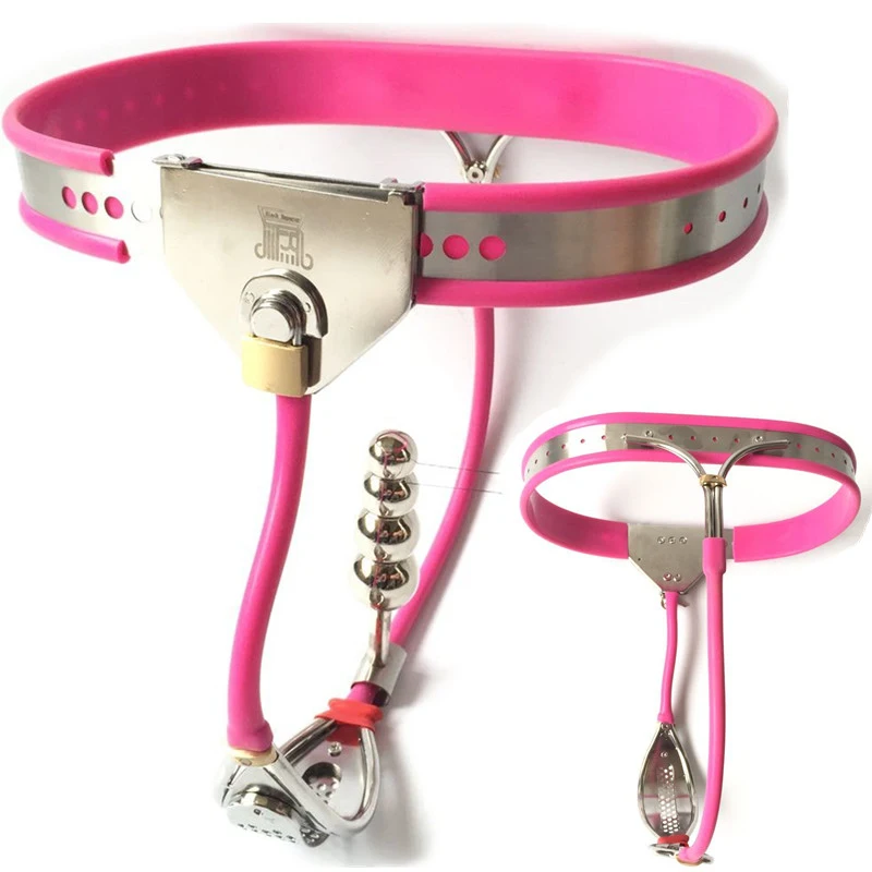 

Female Chastity Belt Curve Adjustable Waist Fully Chastity Device with Anus Stopper Stainless Steel Anal Plug Sex Toy G7-5-39