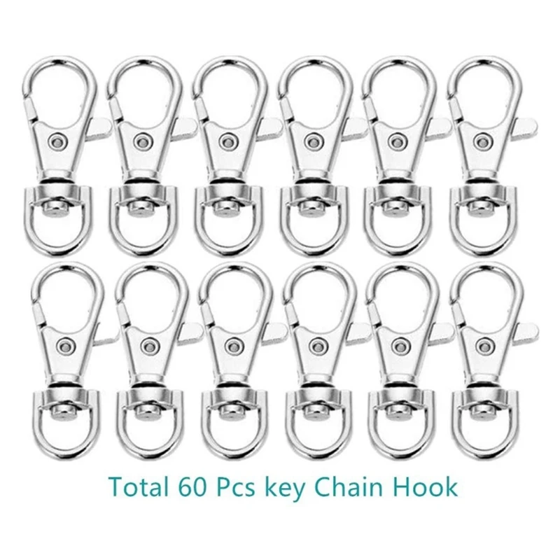 120 Pieces Swivel Clasps Bright Key Rings Metal Lanyard Snap Hooks Lobster Claw for Keychain Crafting | Украшения и аксессуары