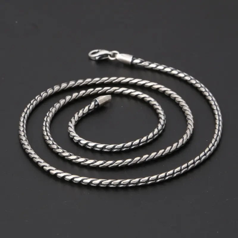 

100% Gorgeous Pure Silver 2.5mm chain necklace 925 SOLID Sterling Silver necklace chians for Women men 45-75cm Thai silver B0789