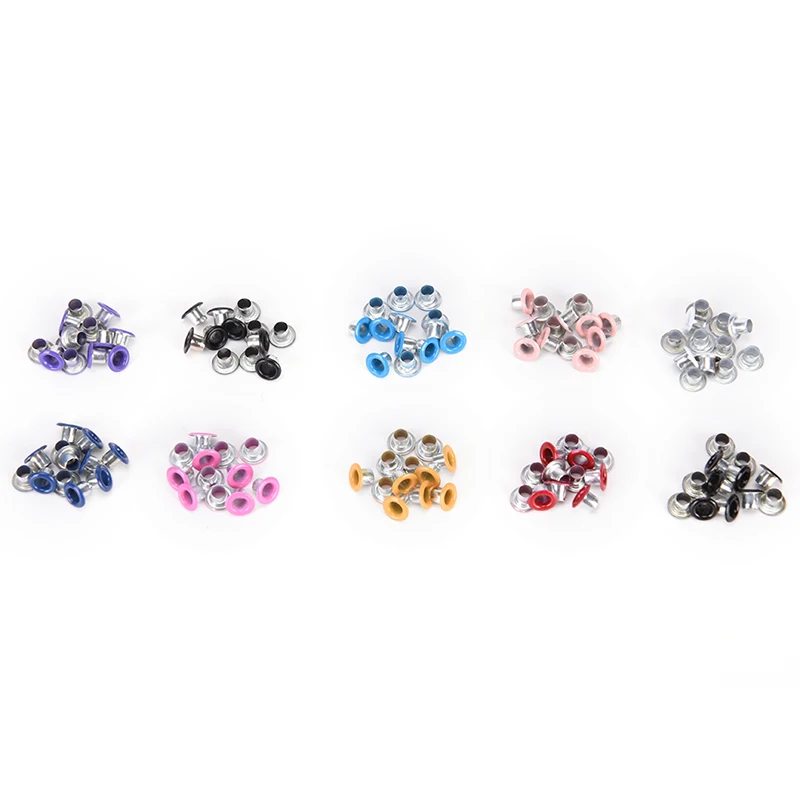 

100Pcs Hole 3mm Metal Mixed Color Eyelets For Leathercraft DIY Scrapbooking Shoes Belt Cap Bag Tags Clothes Fashion Accessories