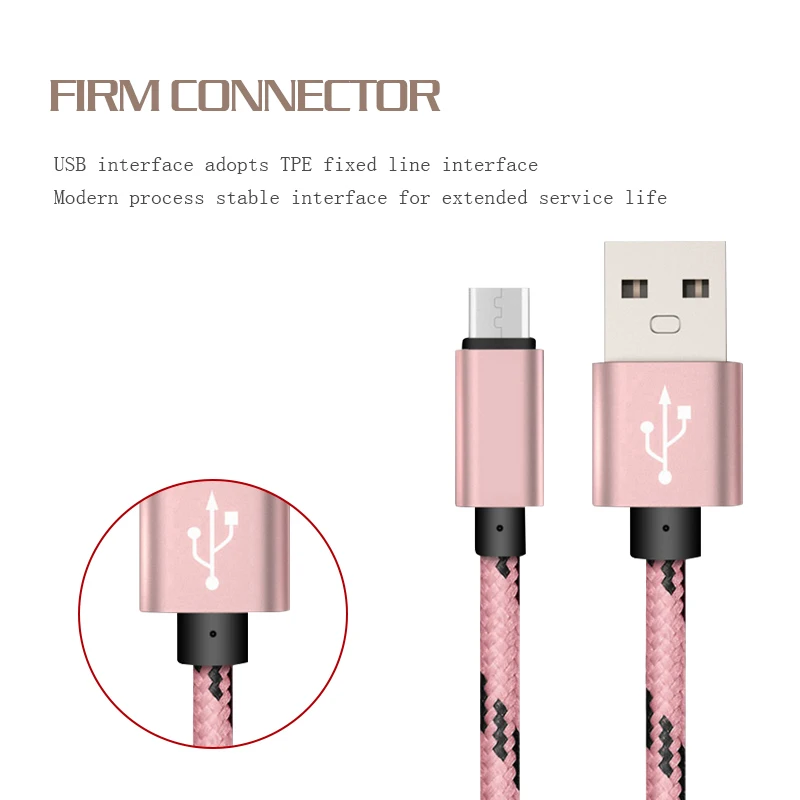 Micro Data Cable USB Cables 5V1.5A Fast Charging For Cell Phone 1m Nylon Wire Android Transmission cables Cord | Мобильные телефоны