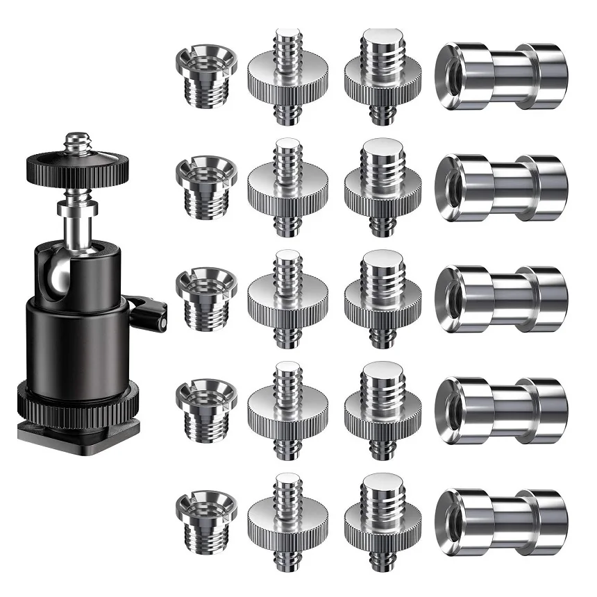 

Camera Screw 1/4" and 3/8‘’ Converter Threaded Screws 1/4" Hot Shoe Adapter Mount Camera Ball Head Set for Camera Tripod Light