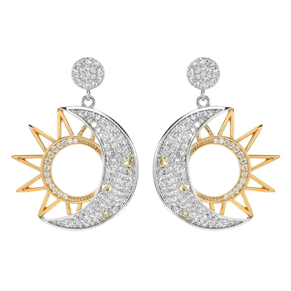 

Новый модный стиль с гальваническим покрытием двойной цвет циркон серьги для женщин/девочек-гостей на свадьбе серьги для вечеринок ER-352