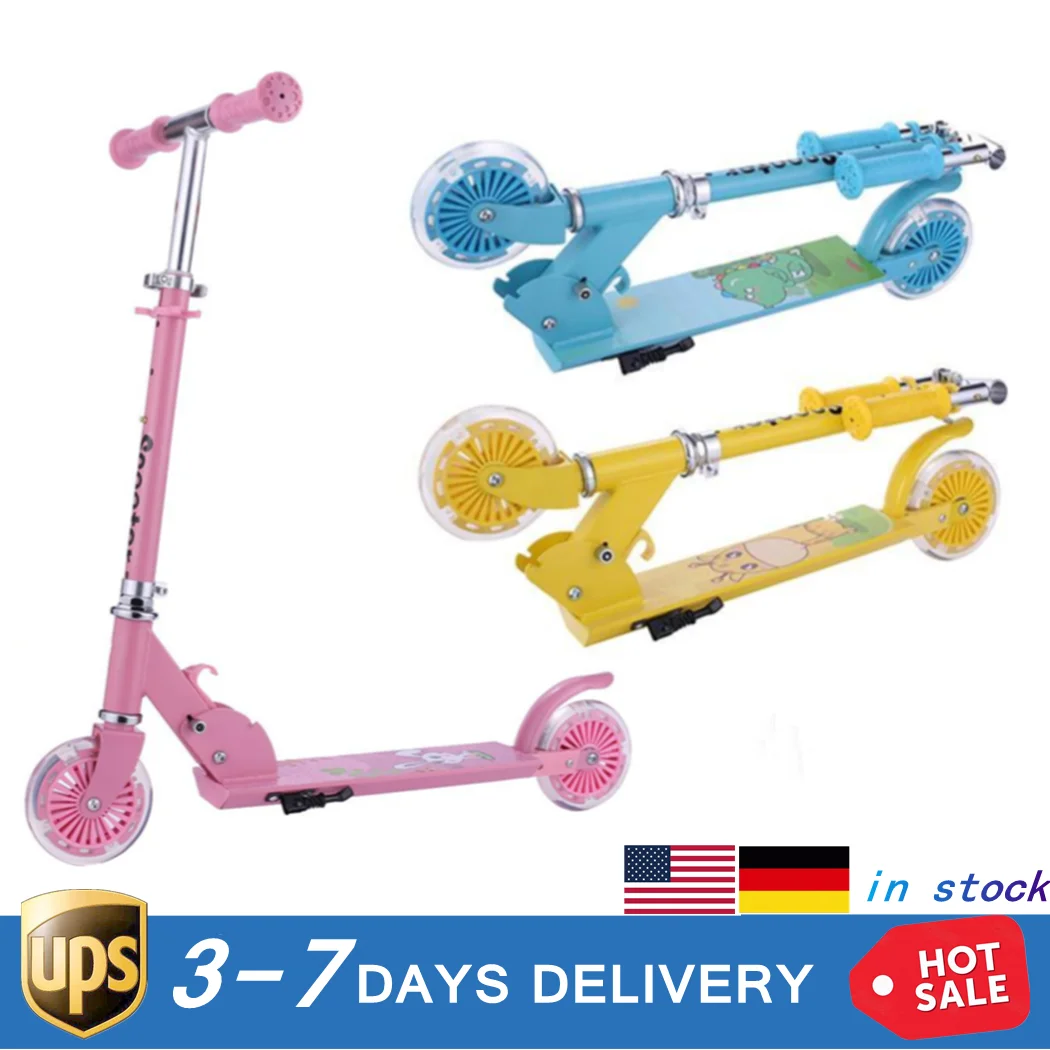 

Gifts for Children Kick Scooter Adjustable Height Wide Deck Foldable For Girls Boys Large PVC Wheels Durable PU Absorb Bumps
