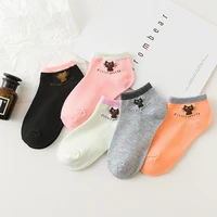 1pairs spring cotton ankle socks for korea womens cartoon animal cat short socks female sokken slippers meias color random