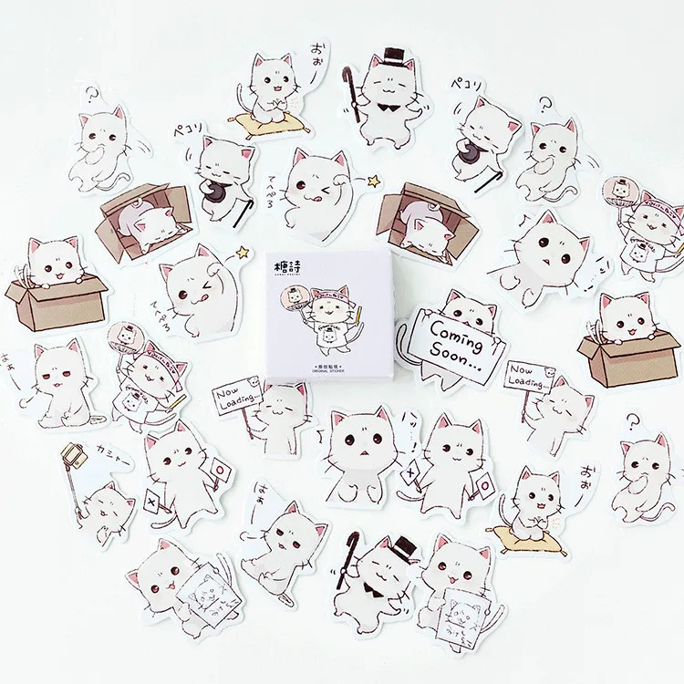 56pcs 56 шт./упак. с рисунком милого кота Стикеры детские игрушки аниме для DIY живопись на surface Book ноутбука мобильного телефона скейтборд велосипед дети Стикеры s - Цвет: 56pcs