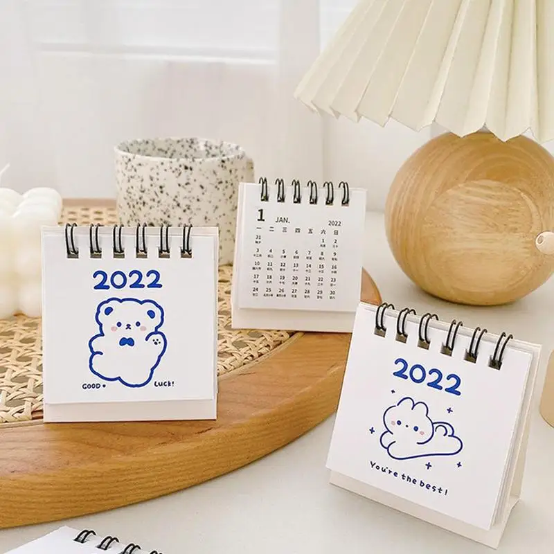 

1Pcs Portable 2022 Cute Mini Flip Desk Calendar Decoration Stationery School Supplies