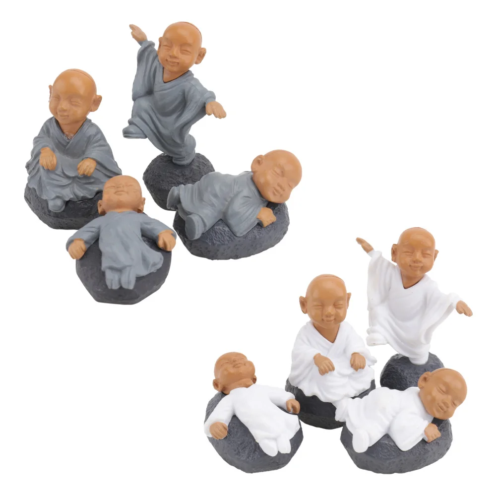 

8Pcs Resin Crafts Little Monk Ornaments Landscaping Decorations (Random Style)