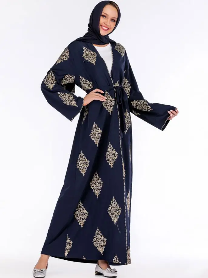 2020 роскошное мусульманское платье абайя с вышивкой женский элегантный кардиган