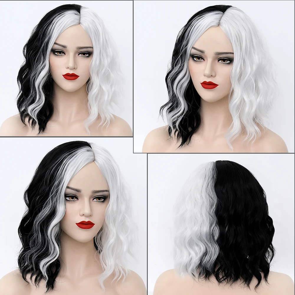 CRUELLA парик косплей парики женские женский Новинка De Vil полубелые получерные