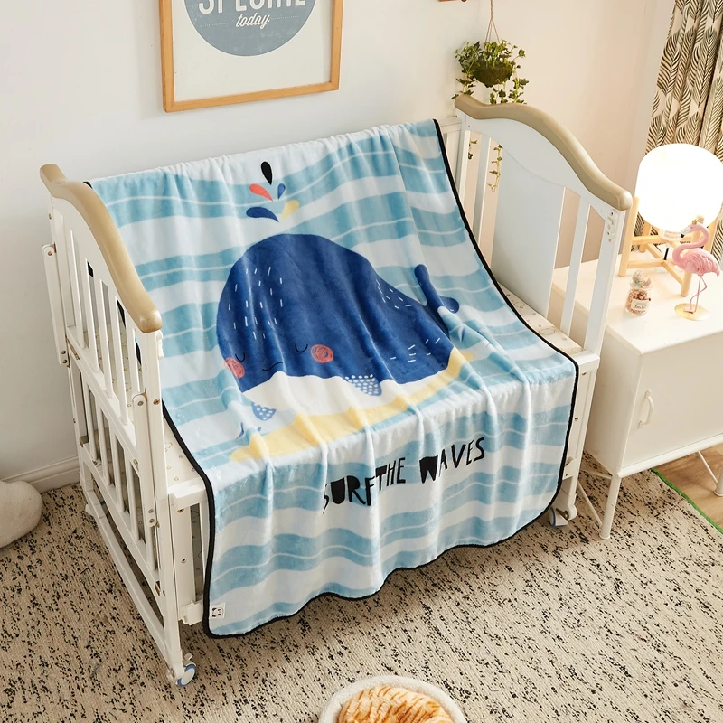 Один Слои пледы фланелевое одеяло с рисунком жирафа слон детская теплая