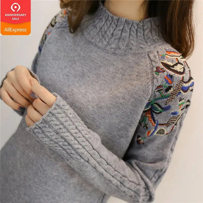 

2020 Korean Fashion Women Sweaters and Pullovers Sueter Mujer Ruffled Sleeve Turtleneck Solid loose Sexy Elastic Women Tops