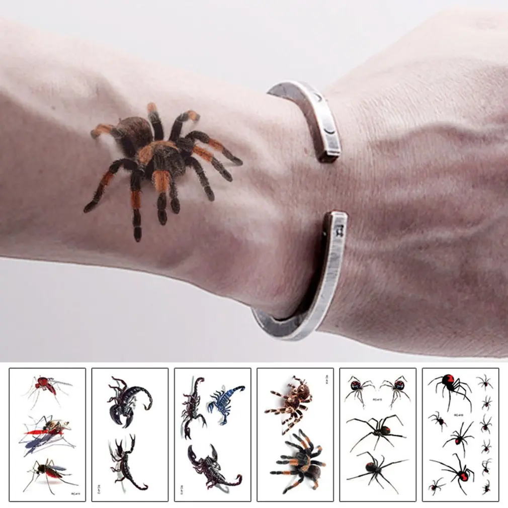 

3D Simulation Scorpion Spider Waterproof Temporary Tattoos Body Art Painting Arm Legs Waist Tattoos Sticker Realistic Body Art