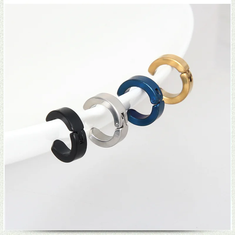 Противоаллергические модные круглые серьги из нержавеющей стали в стиле панк |