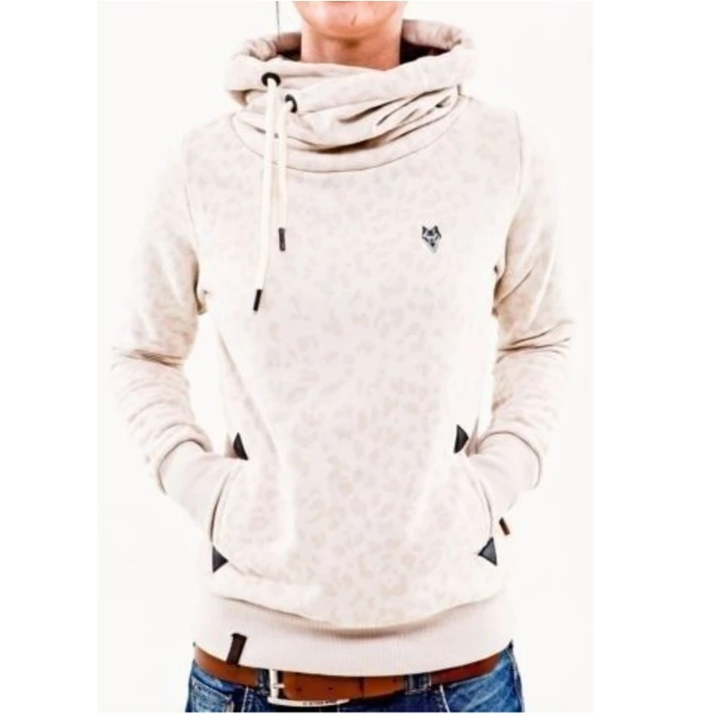 Женский свитшот с шарфом и воротником однотонный Повседневный длинный пуловер