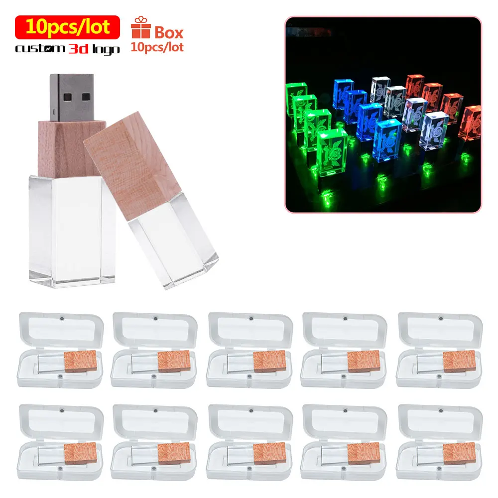 

Флеш-накопитель usb со светодиодной подсветкой, 10 шт./лот, 128 ГБ, 64 ГБ, 32 ГБ, 16 ГБ, 8 ГБ, 4 Гб