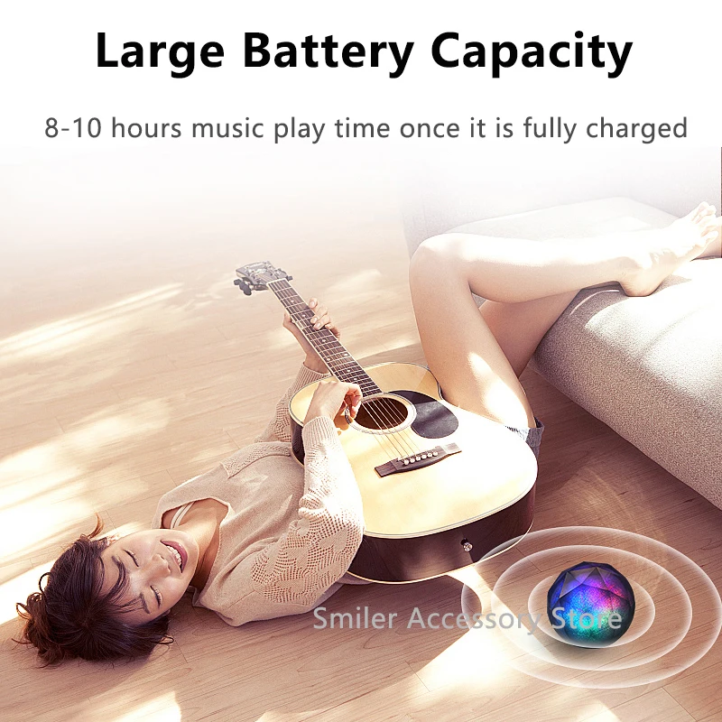 Стерео беспроводной Bluetooth динамик портативный домашний цветной светодиодный