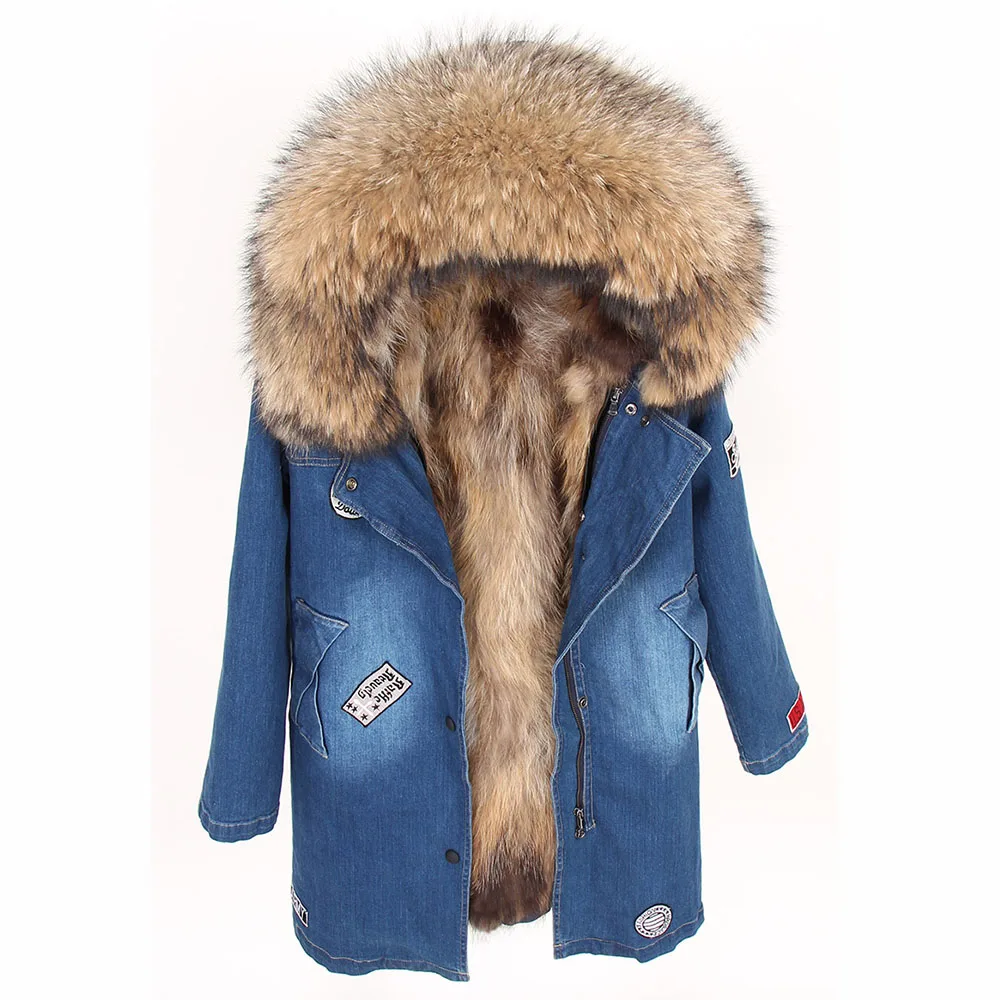 2020 зимняя длинная подкладка из кроличьего меха джинсовая куртка с воротником