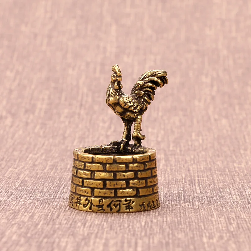 

Retro Copper Rooster Stand On The Well Figurines Miniatures For Home Garden Decorations Incense Burner Holder Office Ornaments