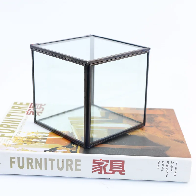 Квадратное стекло Террариум коробка прозрачное крышка Настольный суккуленты