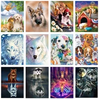 5d diy new diamond painting animal dog mosaic cross stitch embroidery suit wolf fox holiday gift home decoration