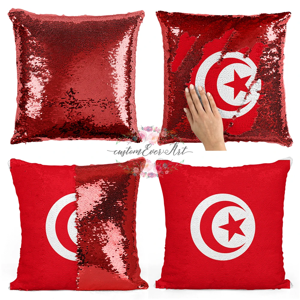 

Tunisia Personalized custom picture pillow coverhome pillow reversible mermaid sequin pillow case cover