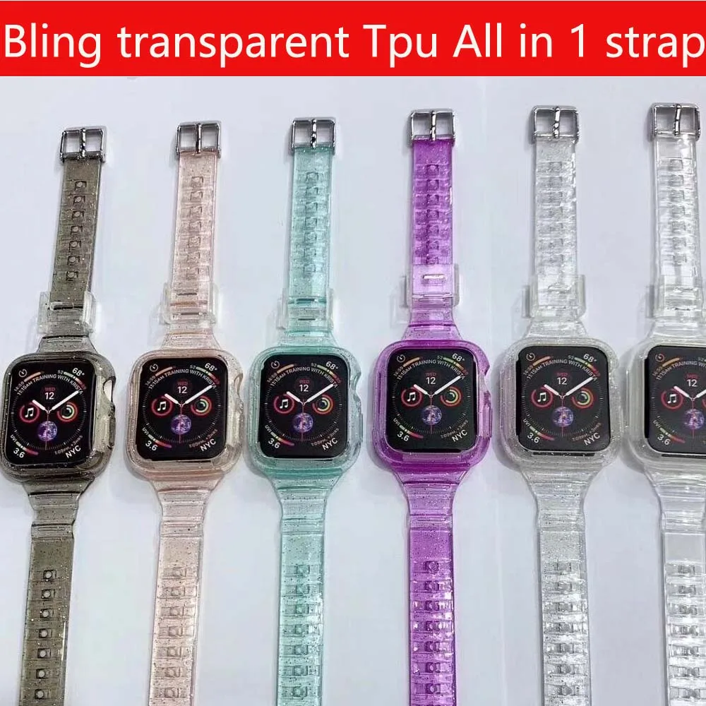Яркий блестящий прозрачный браслет для iwatch SE 3 2 1 42 мм 38 ремешок на запястье Apple Watch