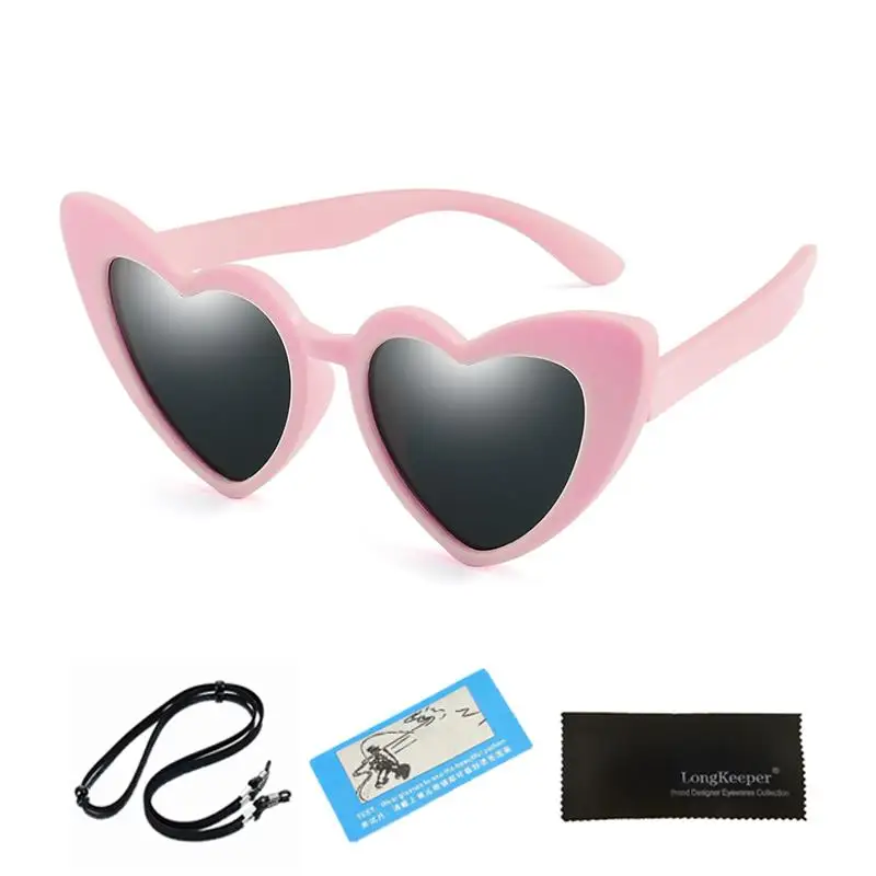 Детские поляризованные солнцезащитные очки с милым сердцем детские ремешком для