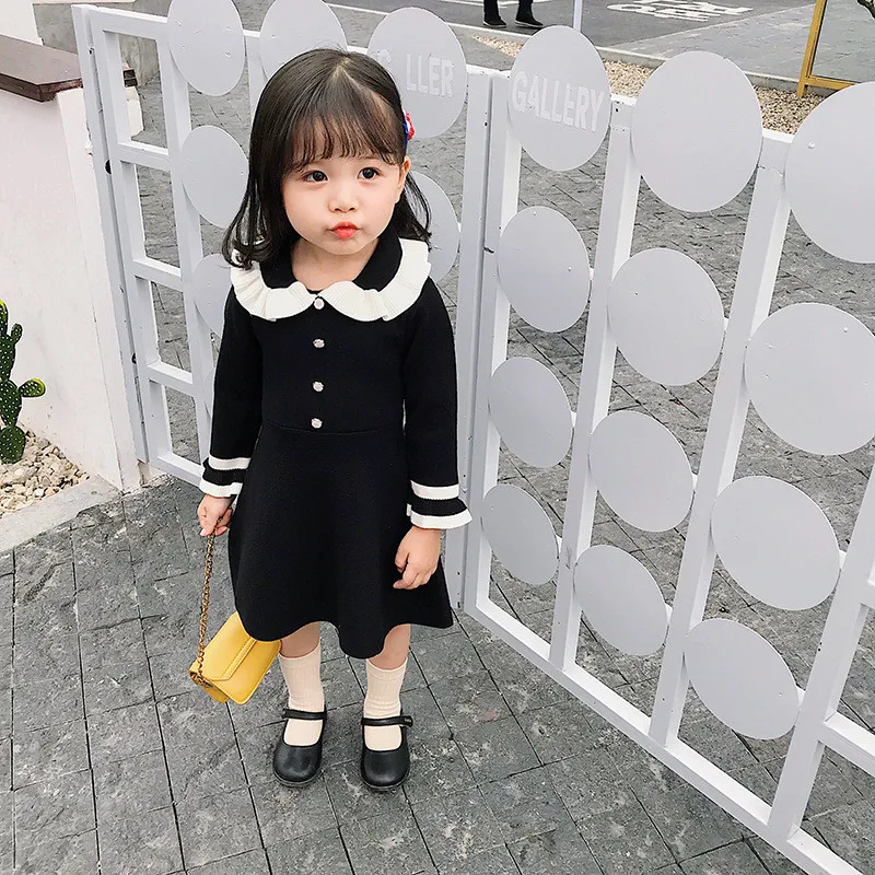 Трикотажное платье-свитер для девочек от 2 до 7 лет Модное детское осенне-зимнее