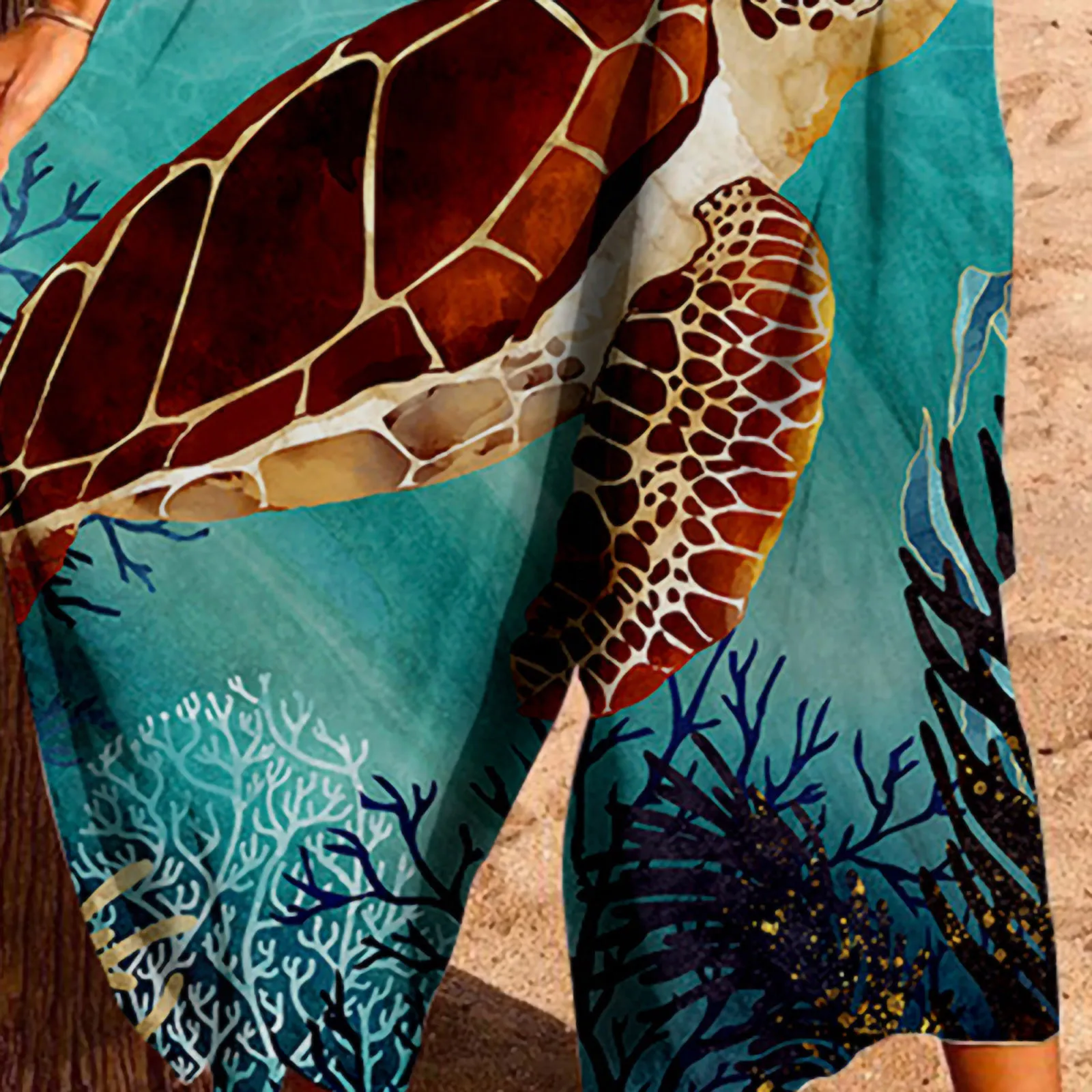 

Summer Women'S Fashion Bohemian Style Personalized Printing Thin Shoulder Straps Wide-Legged Retro Jumpsuit With Pockets F4