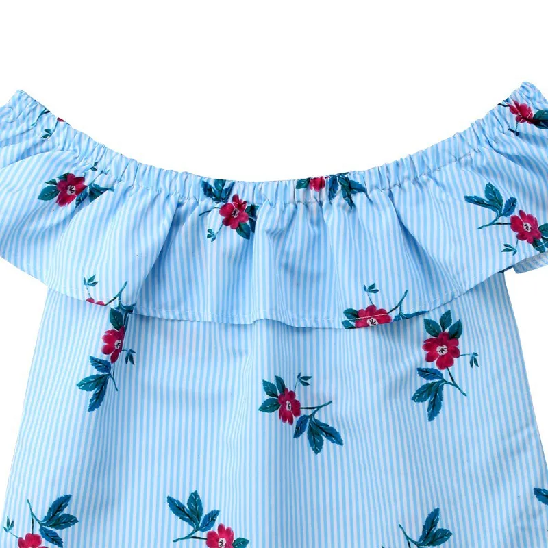 2pcs/set Parent-Child Set Summer Fashion Sweet Flower Pattern Tops Long Pants Concise Girl's 0-24M Newborn Baby Clothes | Мать и