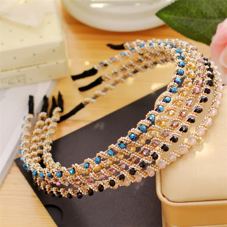 

2021 new lady girl pearl wave crystal leaf headband headband crown headdress headband headband accessories