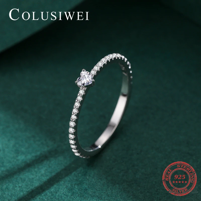 

Colusiwei Romantic Cute Small Tiny Heart-Shape Ring Gold Color 925 Sterling Silver Ring for Women Love Statement Promise Jewelry