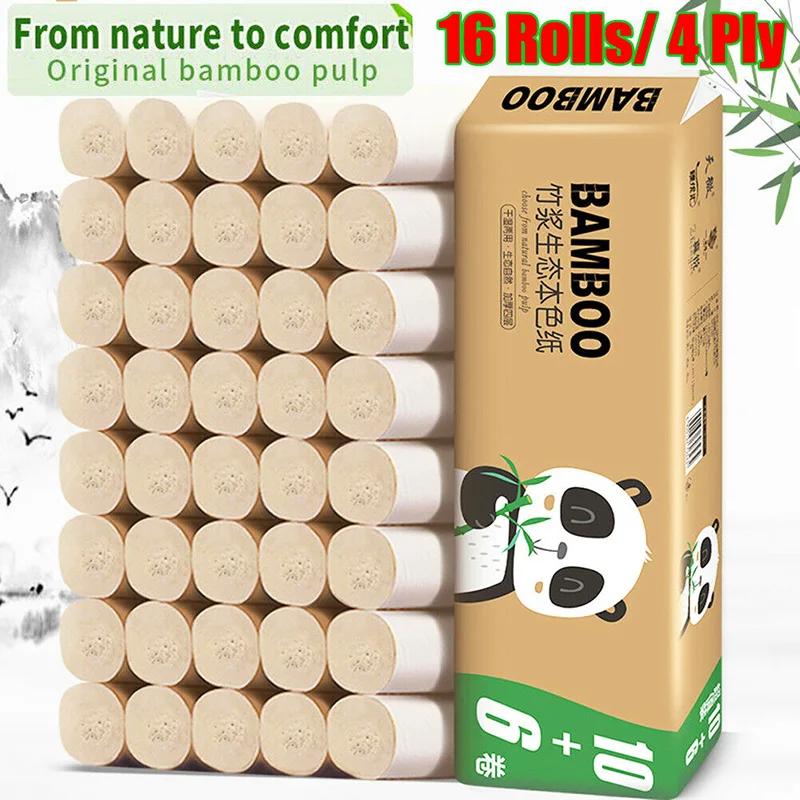 

16 Rolls Toilet Paper 4 Ply Thicken Tissue Soft Household Skin-Friendly for Bathroom Home AUG889