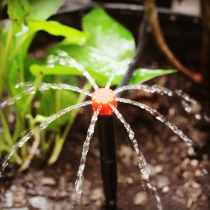 Красная Регулируемая капельная капельница с 8 отверстиями 20 м на коле для