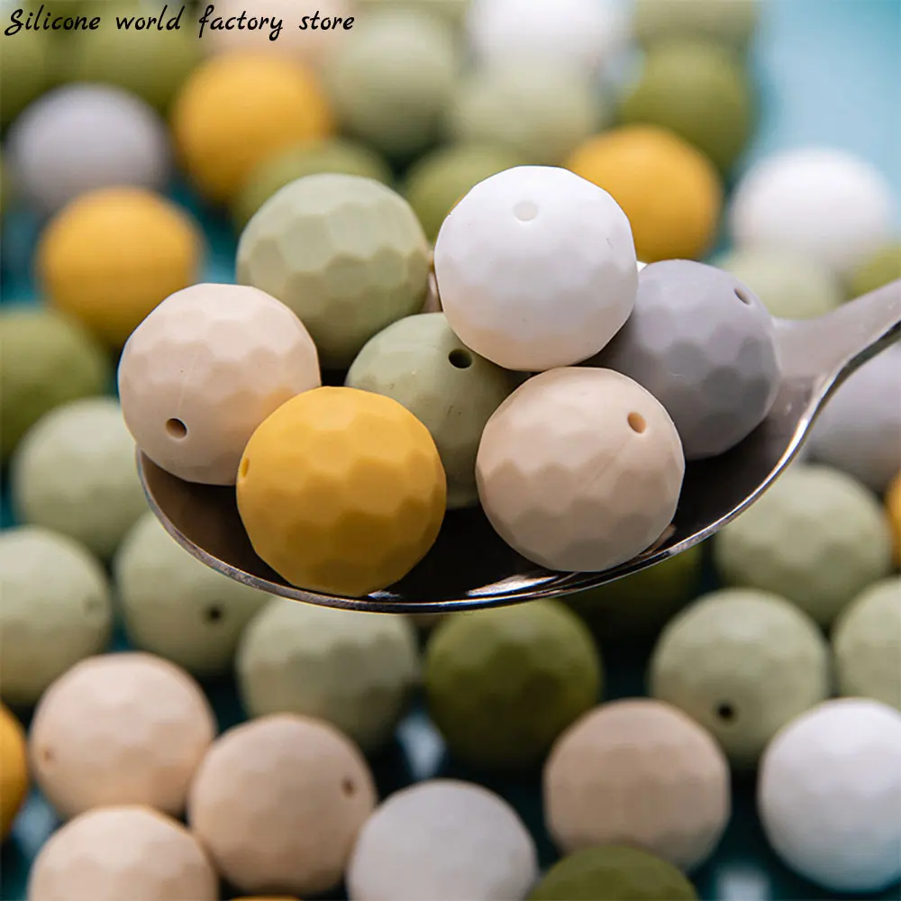 

Silicone world 15mm Silicone Round Multi-faceted Beads Baby Teething Beads DIY Bracelet Necklace Silicone Beads Food Grade Beads
